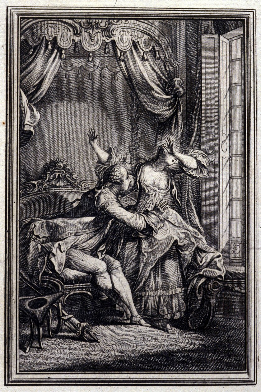 Richard Minulto - w „Opowieściach i opowiadaniach wierszem” Jean La Fontaine. 1776. Ilustracja P.P. Choffarda. autorstwa Pierre Philippe Choffard