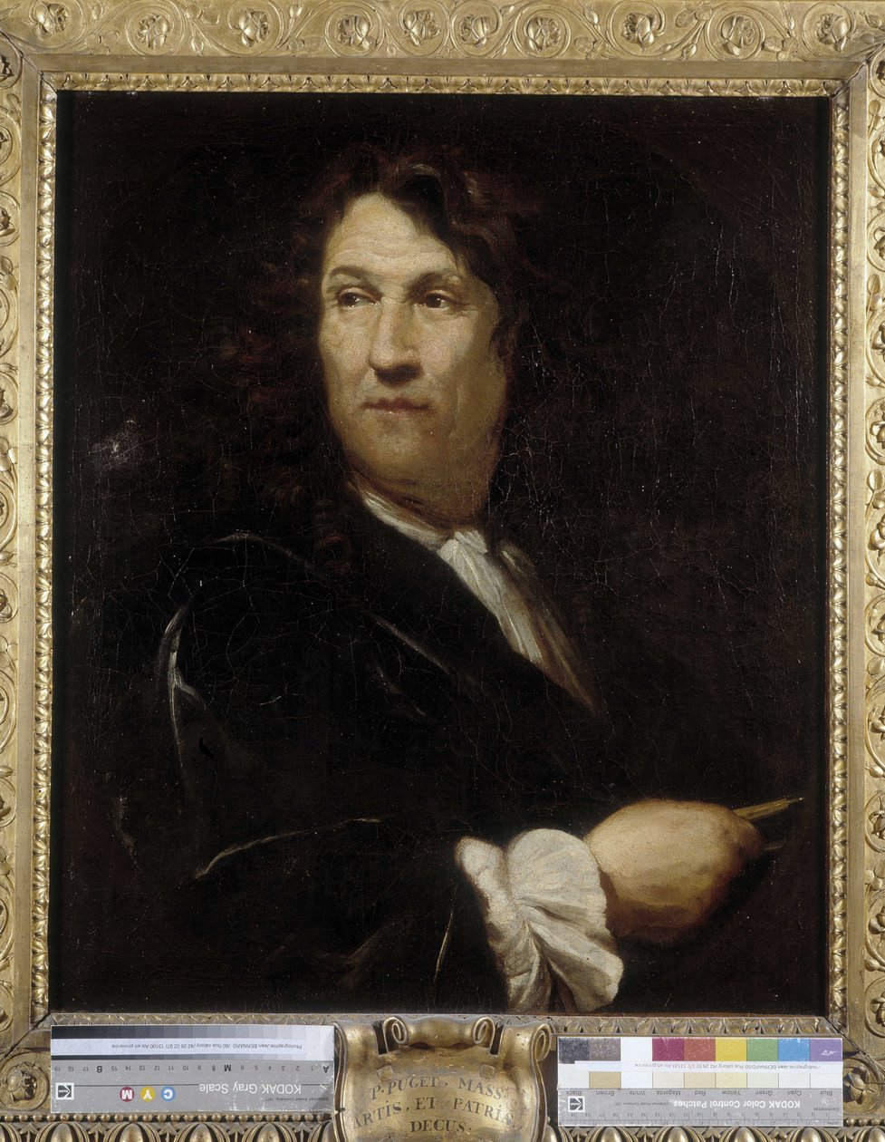 Mężczyzna z kompasem lub portret Gasparda Pugeta (1615-c. 1683, francuski architekt) (olej na płótnie) autorstwa Pierre Puget