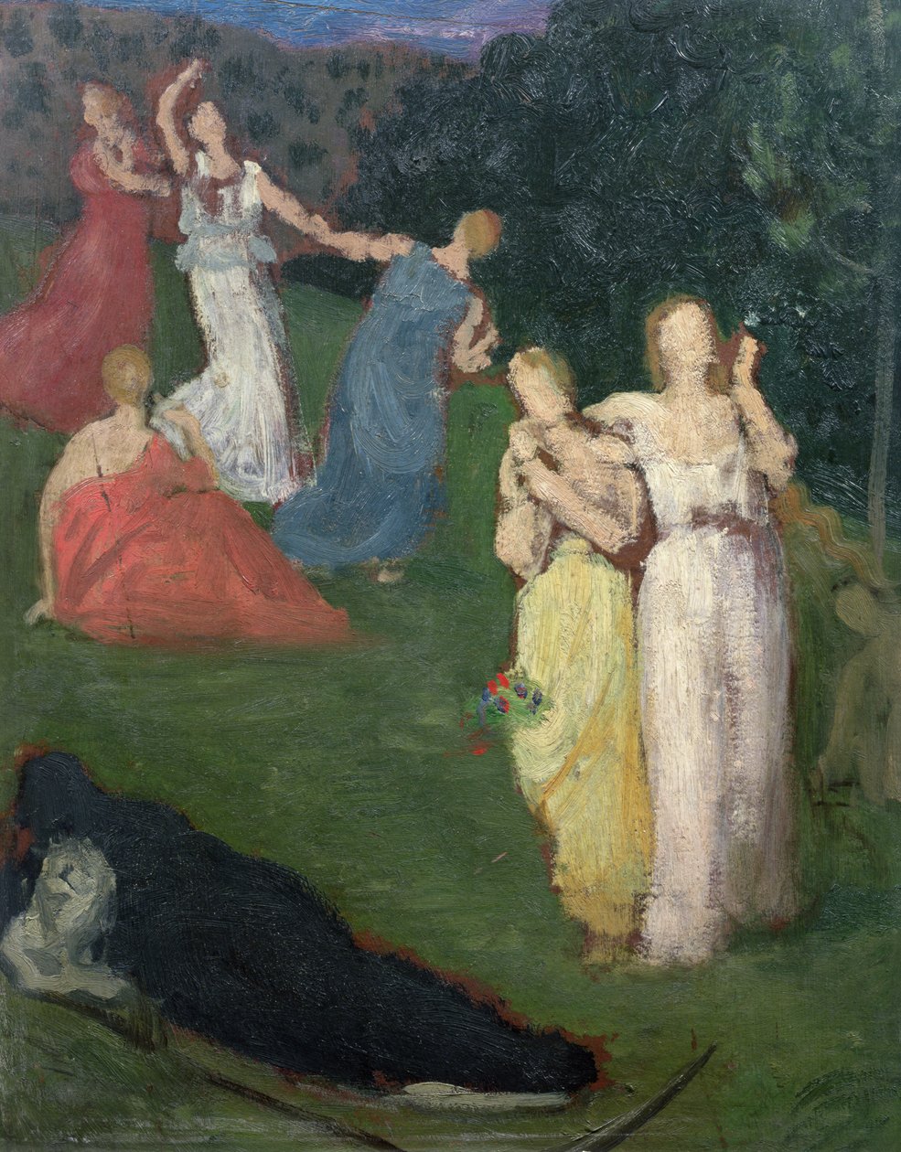 Śmierć i dziewice (olej na tartaku) autorstwa Pierre Puvis de Chavannes