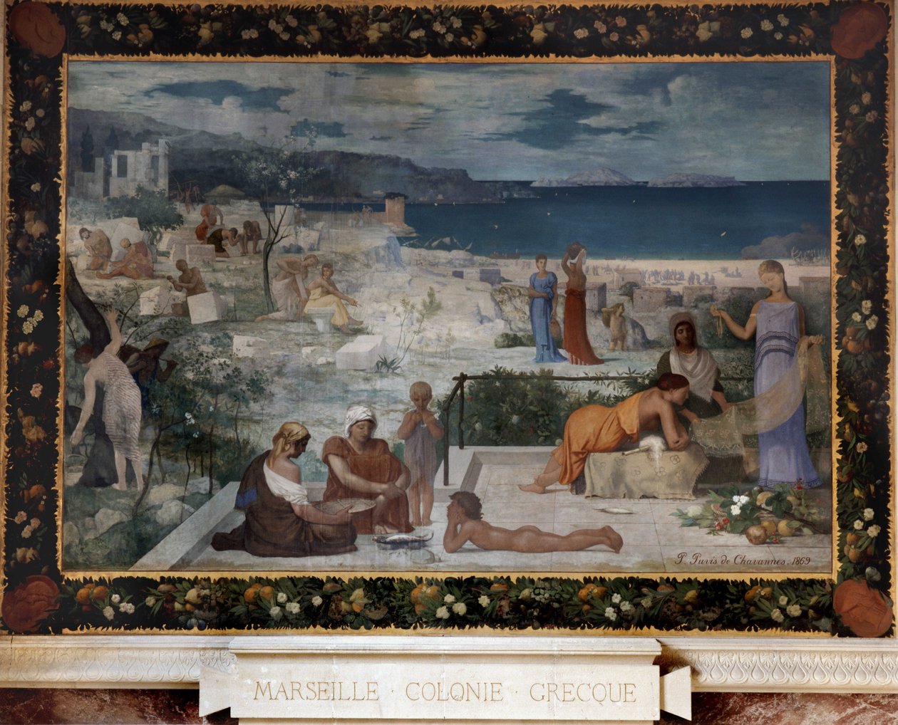 Marsylia - kolonia grecka (olej na płótnie, maruflee na ścianie) autorstwa Pierre Puvis de Chavannes