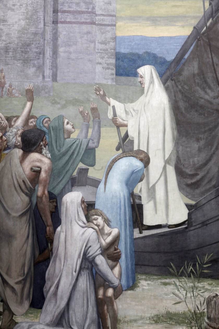 Św. Genevieve dostarcza zaopatrzenie do miasta Paryża po oblężeniu autorstwa Pierre Puvis de Chavannes