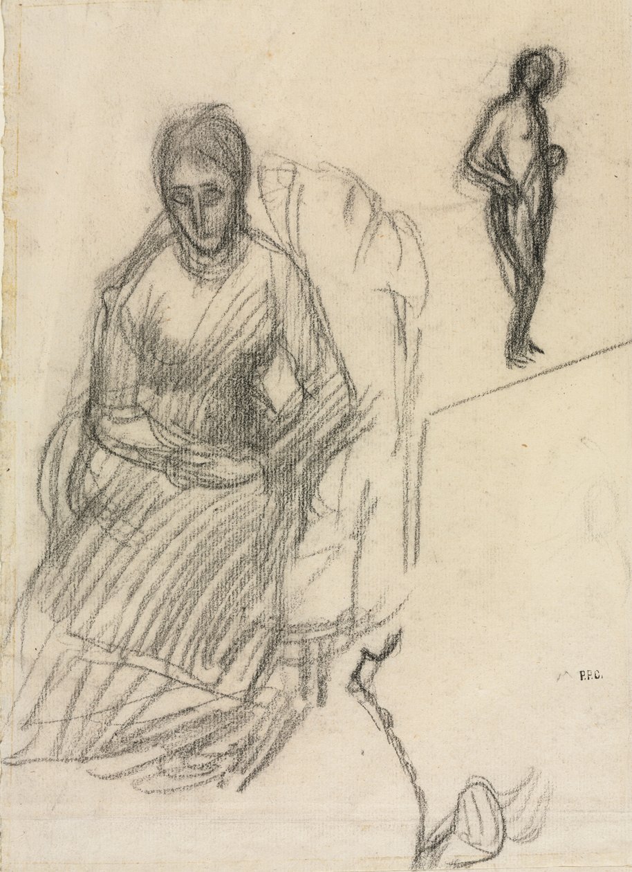 Studium Madame Marie Cantacuzène, Studium aktu kobiecego stojącego, c. 1883. autorstwa Pierre Puvis de Chavannes