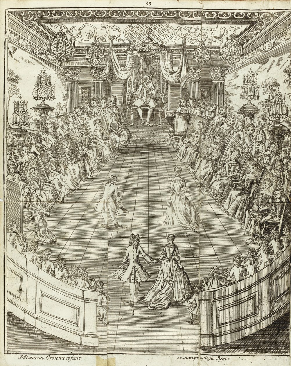 Ilustracja z Mistrza tańca, 1734 autorstwa Pierre Rameau
