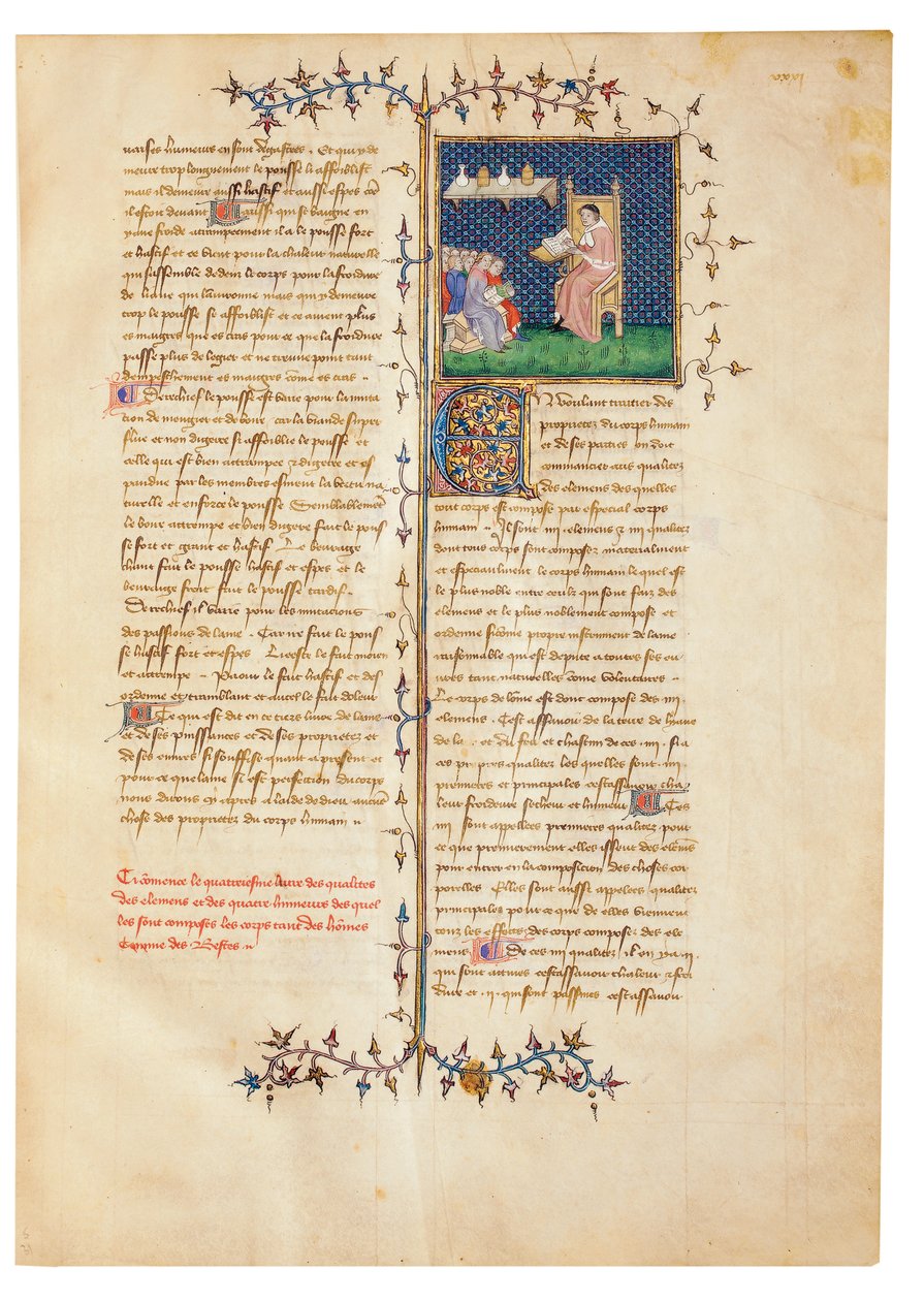 Strona z „Właściwości rzeczy” Bartłomieja Anglika we francuskim tłumaczeniu Jeana Corbechona, c.1390 autorstwa Pierre Remiet