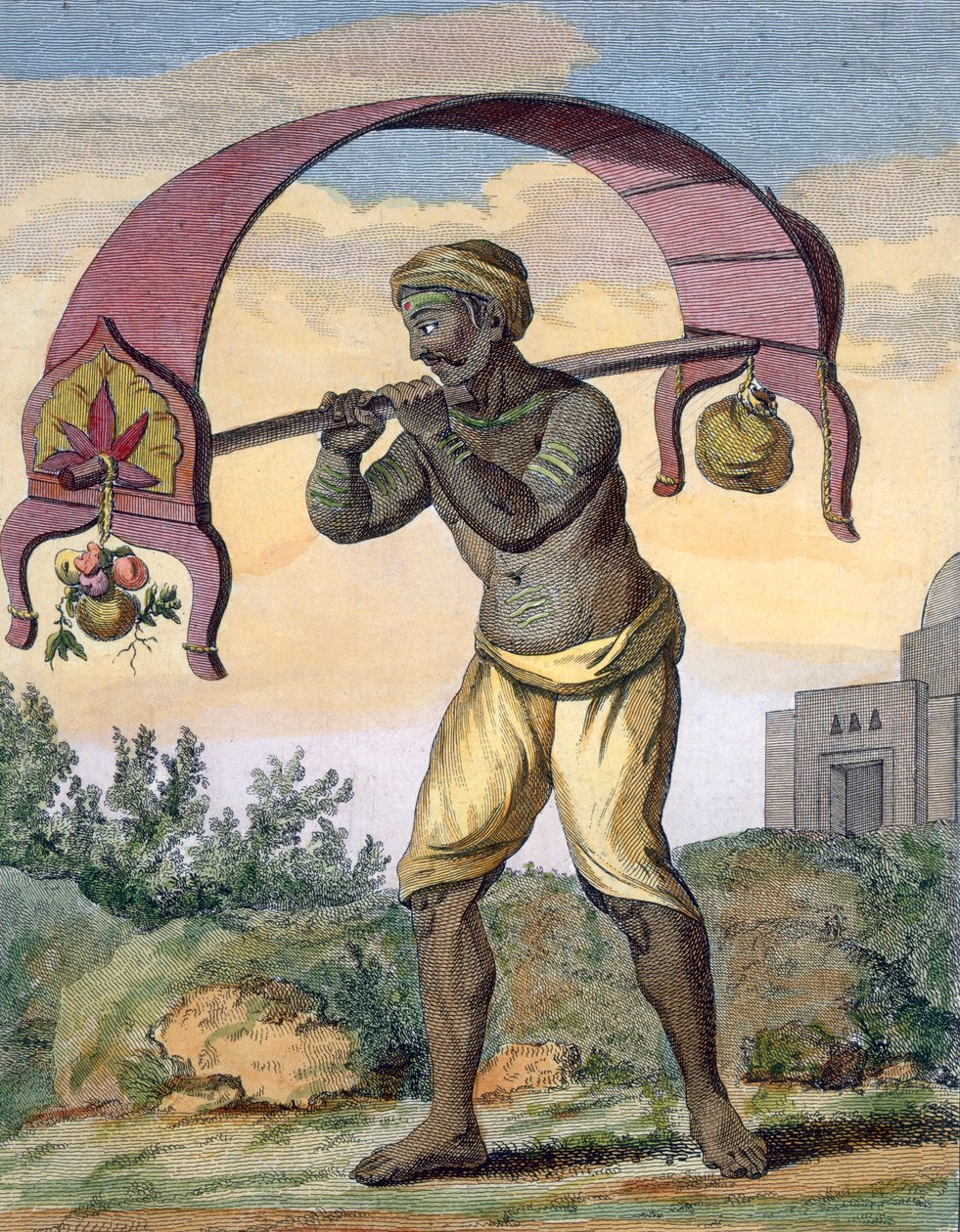 Wielbicielka religijna Paeni Caori niosąca ofiary dla bogów,1782. autorstwa Pierre Sonnerat
