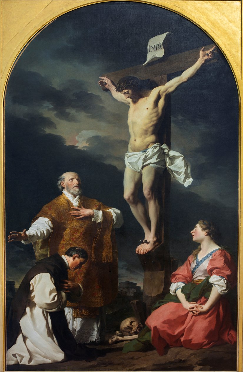 Chrystus ukrzyżowany ze św. Euzebiuszem, św. Filipem Neri i św. Marią Magdaleną autorstwa Pierre Subleyras