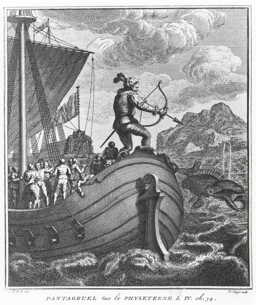 Pantagruel zabija Physetera, ilustracja z „Gargantua i Pantagruel”, autorstwa François Rabelais autorstwa Pierre Tanje