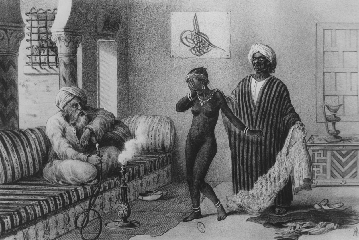 Młoda dziewczyna z Timbuktoo ofiarowana przez mistrza niewolników w Trypolisie w 1854 r., z „Voyages au Soudan et dans L”Afrique Septentrionale”, ryt. A. Adam, 1850 autorstwa Pierre Tremaux