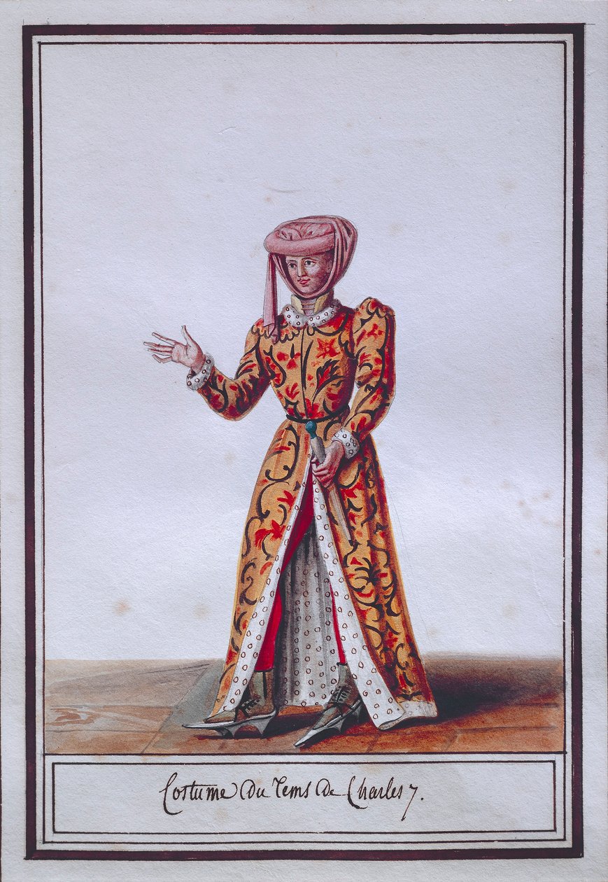 Talerzyk damski przedstawiający strój z czasów Karola VII (1403-1461), autorstwa Pierre