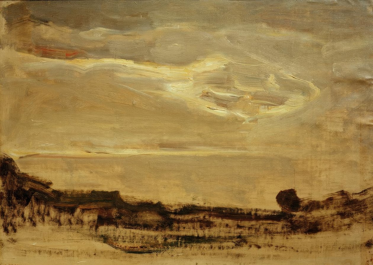 Wieczorne niebo z lśniącą chmurą autorstwa Piet Mondrian