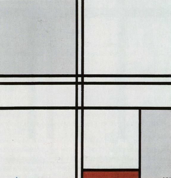 Kompozycja z czerwienią i szarością autorstwa Piet Mondrian