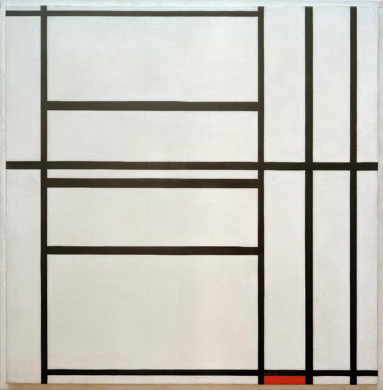 Nr kompozycji 1, z szarym i czerwonym / kompozycja z czerwonym autorstwa Piet Mondrian