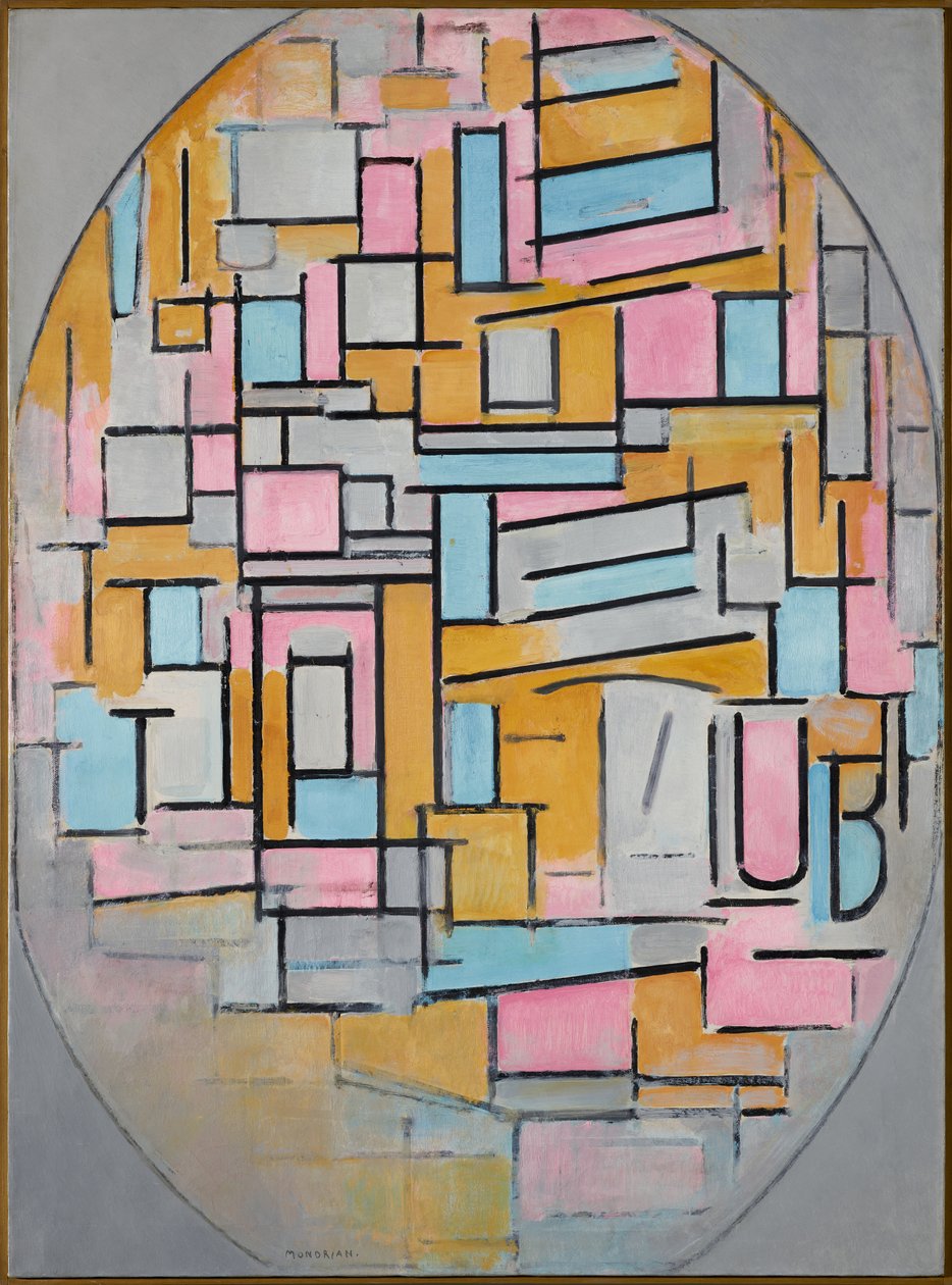 Kompozycja w owalu z kolorowymi płaszczyznami 2, 1914 autorstwa Piet Mondrian