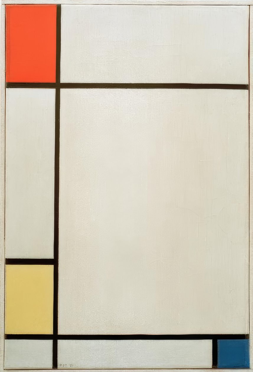 Kompozycja nr III; Kompozycja z czerwonym, żółtym i niebieskim autorstwa Piet Mondrian