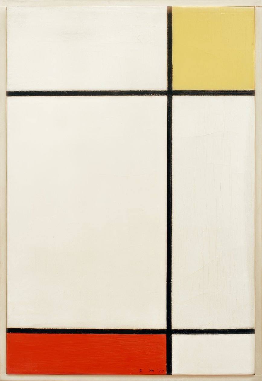Kompozycja z żółtym i czerwonym autorstwa Piet Mondrian