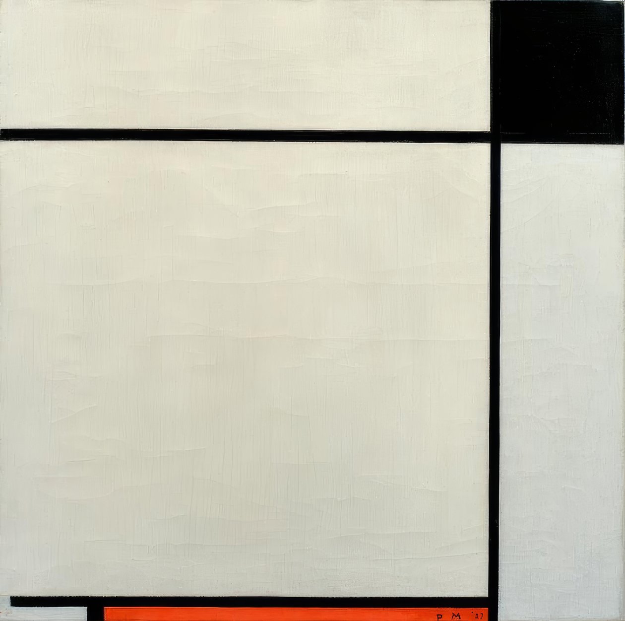 Kompozycja z czernią, czerwienią i szarością autorstwa Piet Mondrian