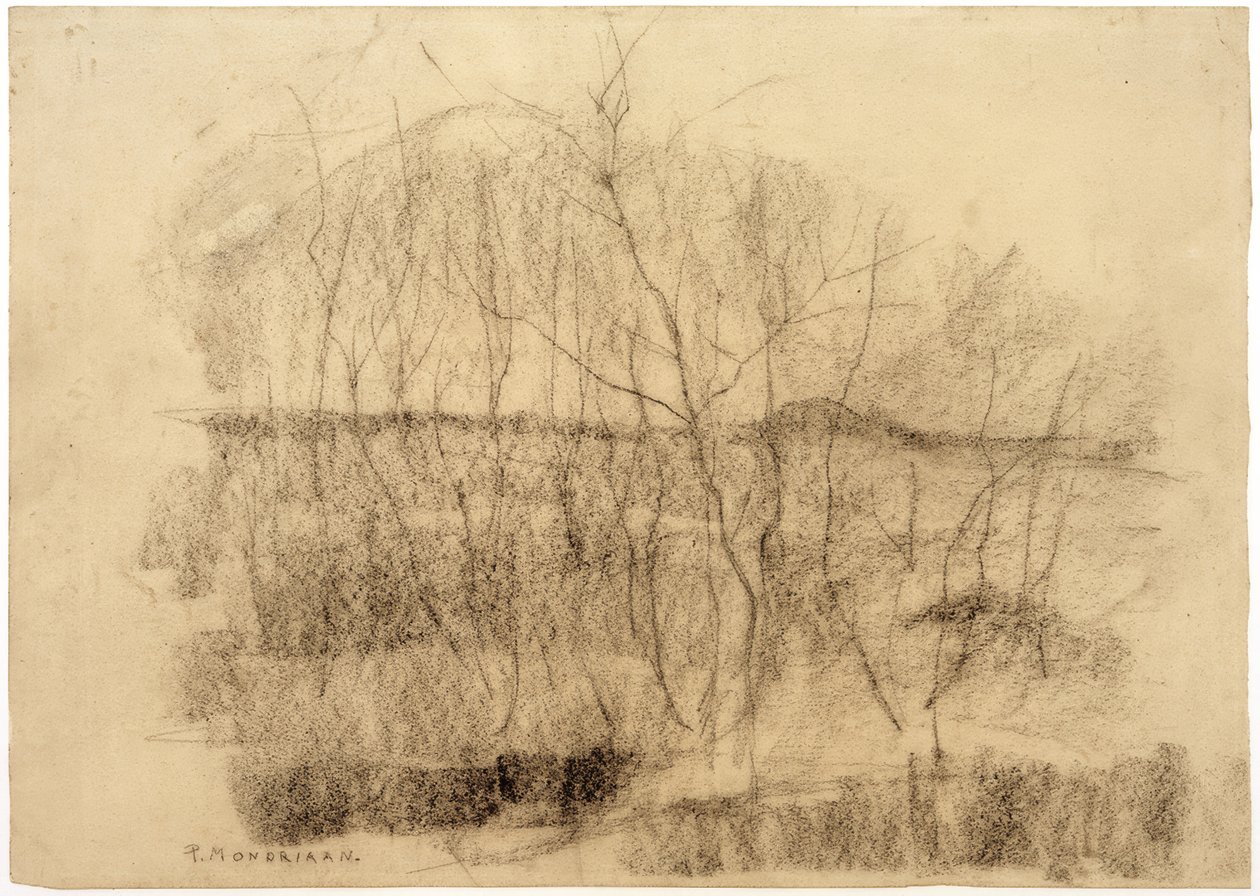 Krajobraz z drzewami autorstwa Piet Mondrian