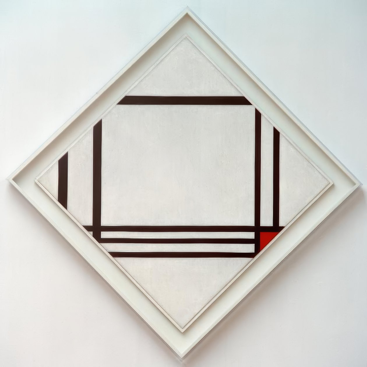 Zdjęcie nr III, kompozycja diamentowa z ośmioma liniami i czerwienią autorstwa Piet Mondrian