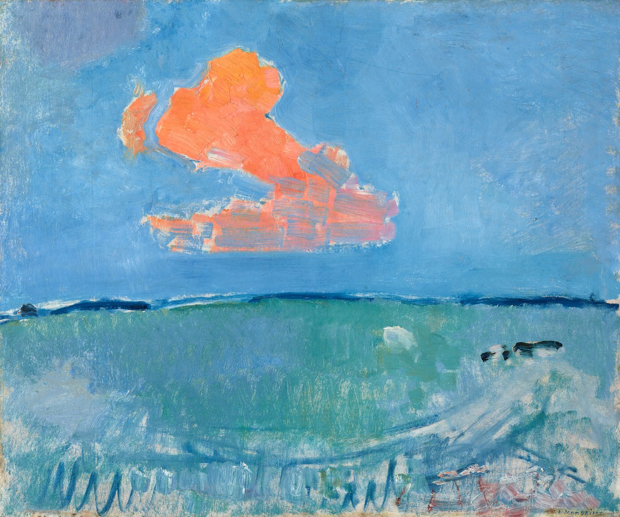 Czerwona chmura, ok. 1907 (olej na tekturze) autorstwa Piet Mondrian