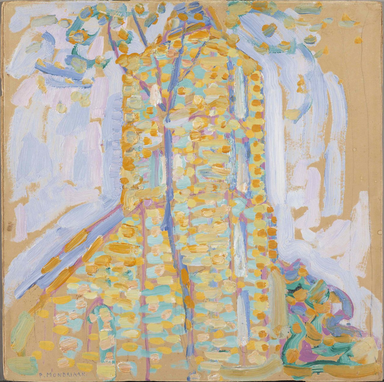 Kościół w Domburgu z Drzewem, 1909. autorstwa Piet Mondrian