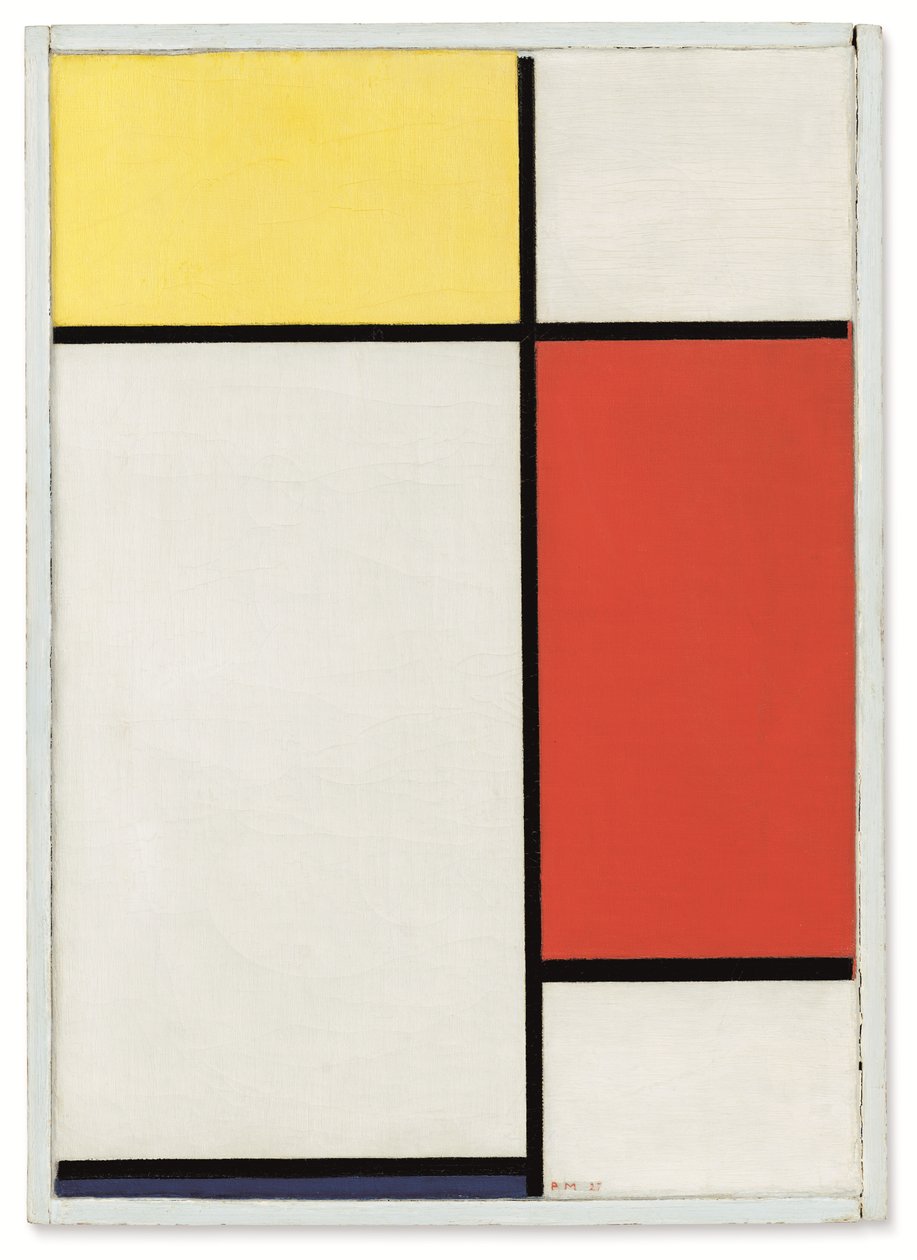 Skład: Nr II, z żółtym, czerwonym i niebieskim autorstwa Piet Mondrian