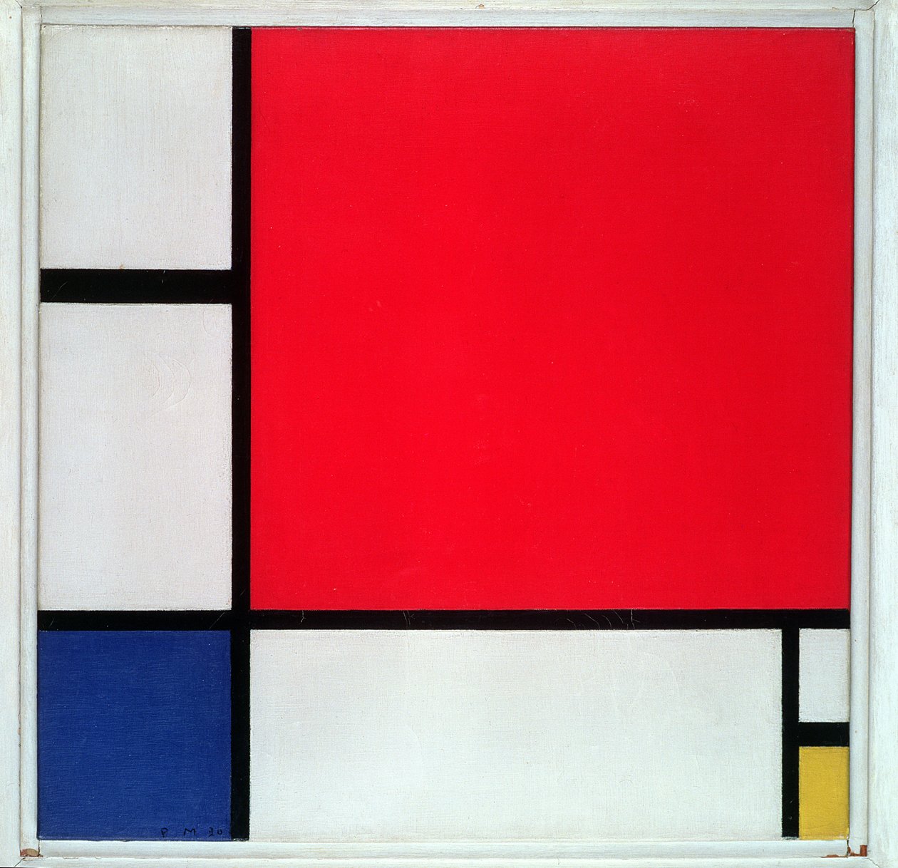Kompozycja nr II, w kolorach czerwonym, niebieskim i żółtym autorstwa Piet Mondrian