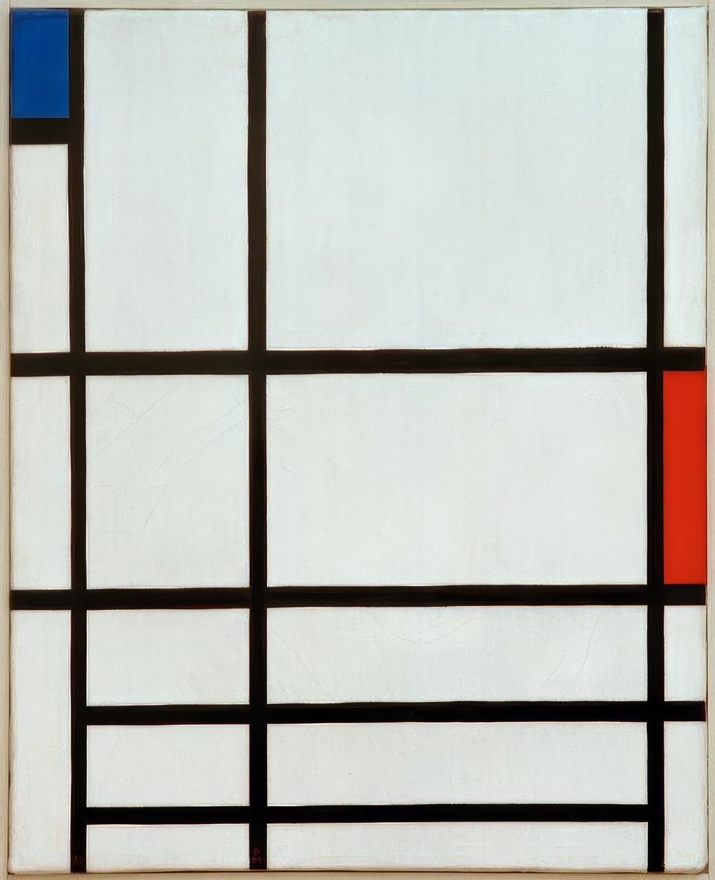 Kompozycja w kolorze czerwonym, niebieskim i białym: II autorstwa Piet Mondrian