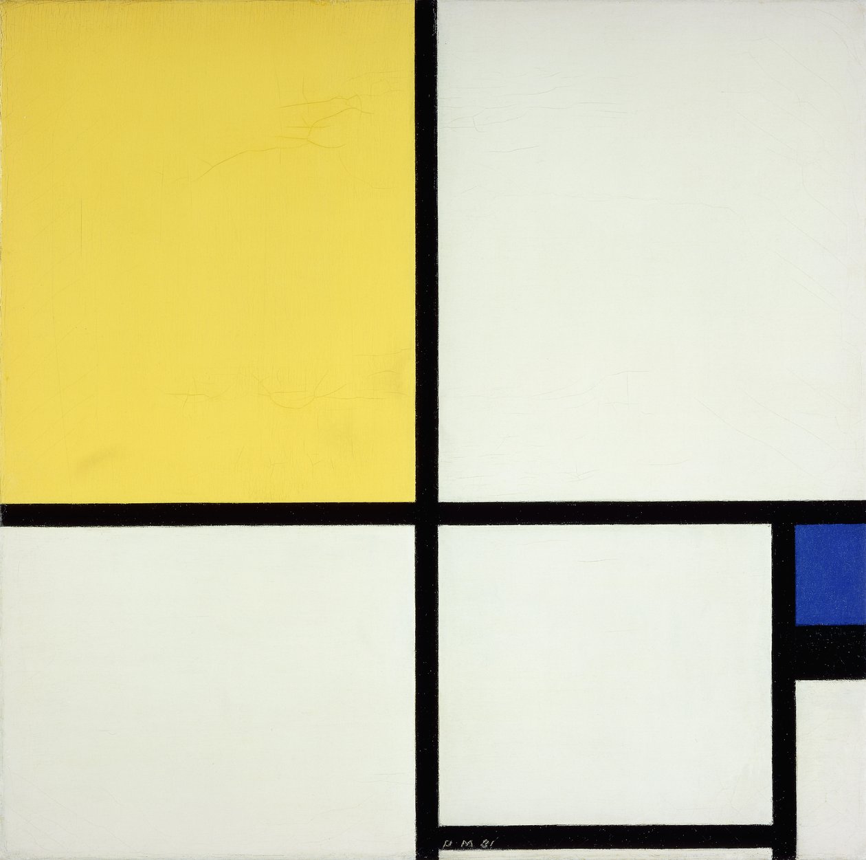 Kompozycja z niebieskim i żółtym; Kompozycja z niebieskim i żółtym autorstwa Piet Mondrian