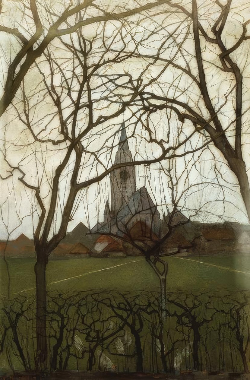 Dorpskerk (kościół wiejski); Jacobskerk, Winterswijk autorstwa Piet Mondrian