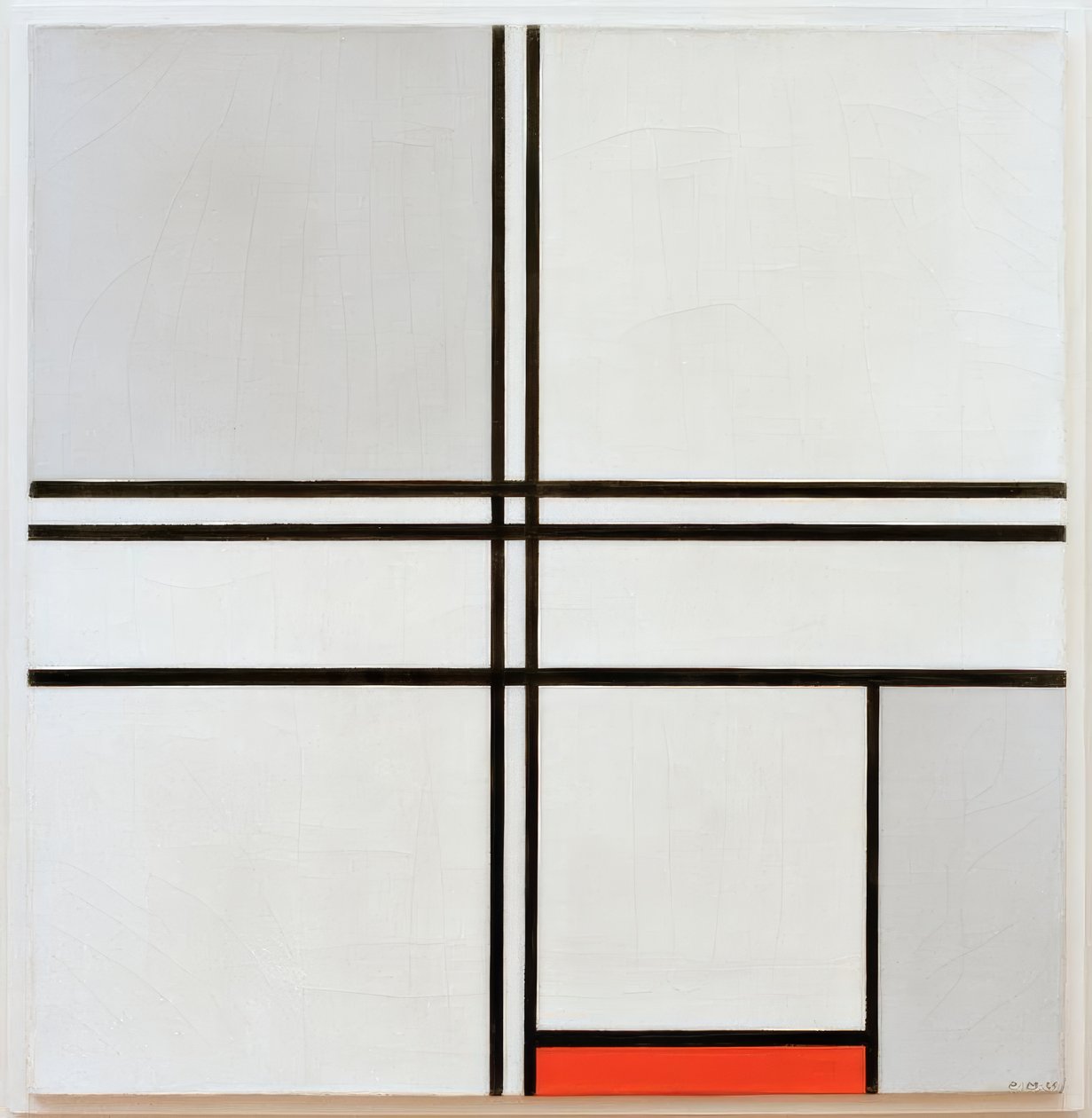 Skład szaro-czerwony autorstwa Piet Mondrian