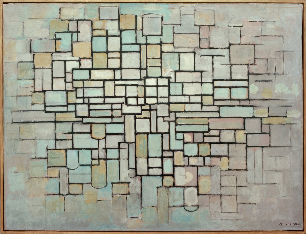 Kompozycja nr II; Kompozycja linią i kolorem autorstwa Piet Mondrian