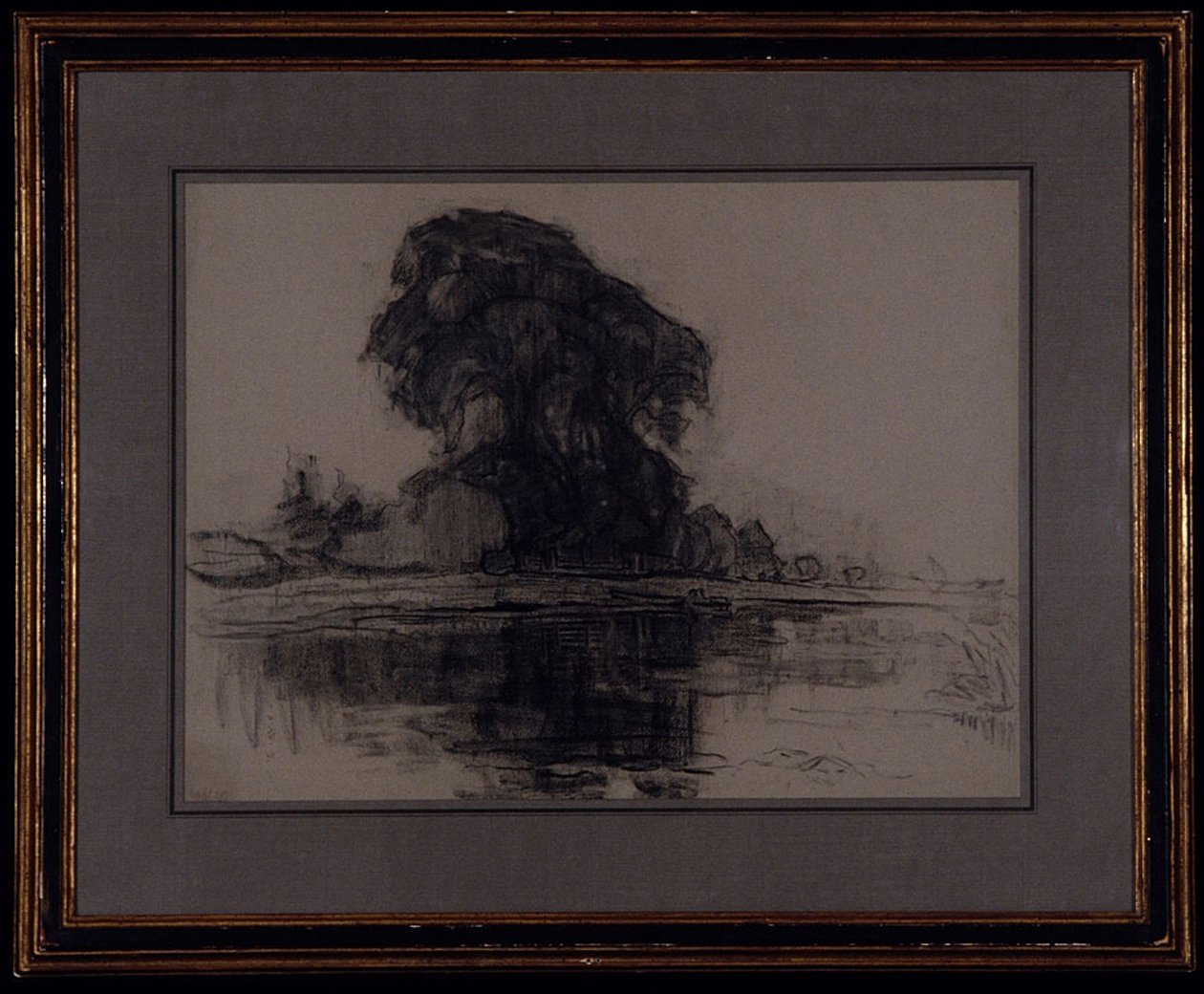 Gospodarstwo Landzicht: Studium kompozycyjne, ok. 1905 (węgiel na niebiesko-szarym papierze) autorstwa Piet Mondrian