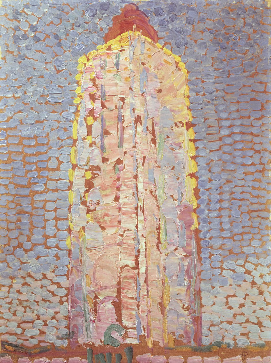 Latarnia morska w Westkapelle w Orange autorstwa Piet Mondrian