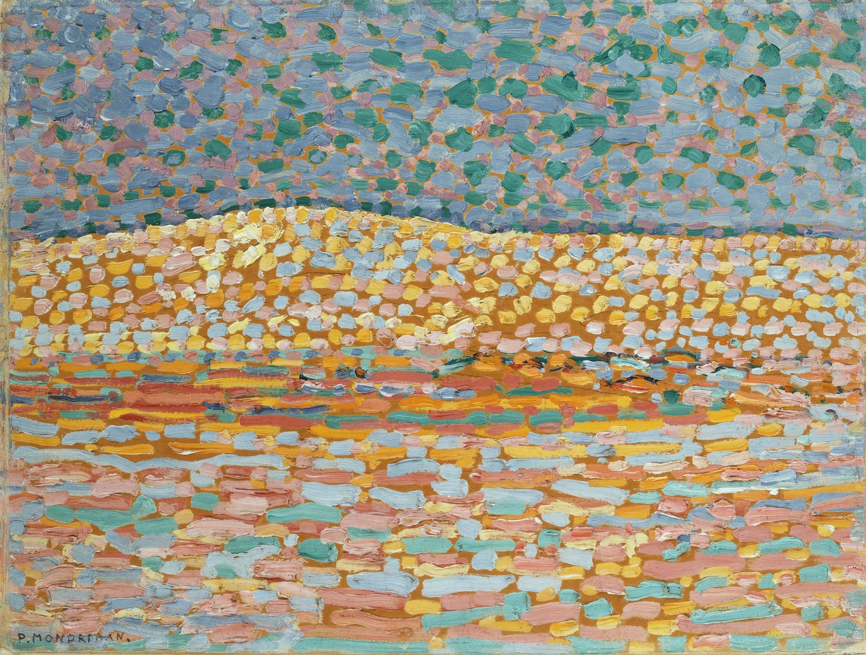 Pointillist Dune Study, herb po lewej stronie autorstwa Piet Mondrian