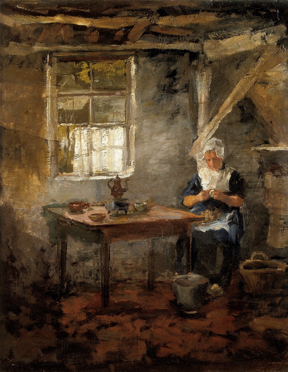 Kobieta w holenderskim wnętrzu , 1899 autorstwa Piet Mondrian
