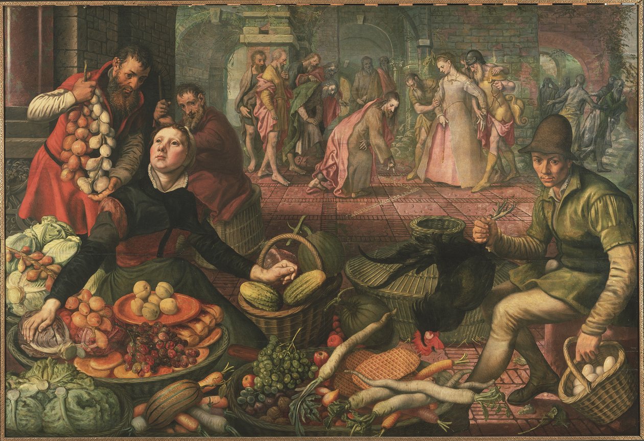 Chrystus i niewiasta pojmani w cudzołóstwo, ok. 1570 autorstwa Pieter Aertsen