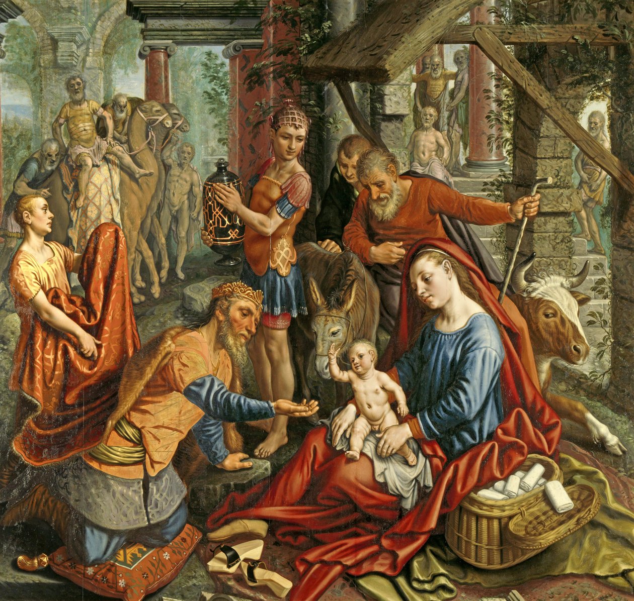 Adoracja Trzech Króli, panel centralny, ok. 1560 autorstwa Pieter Aertsen