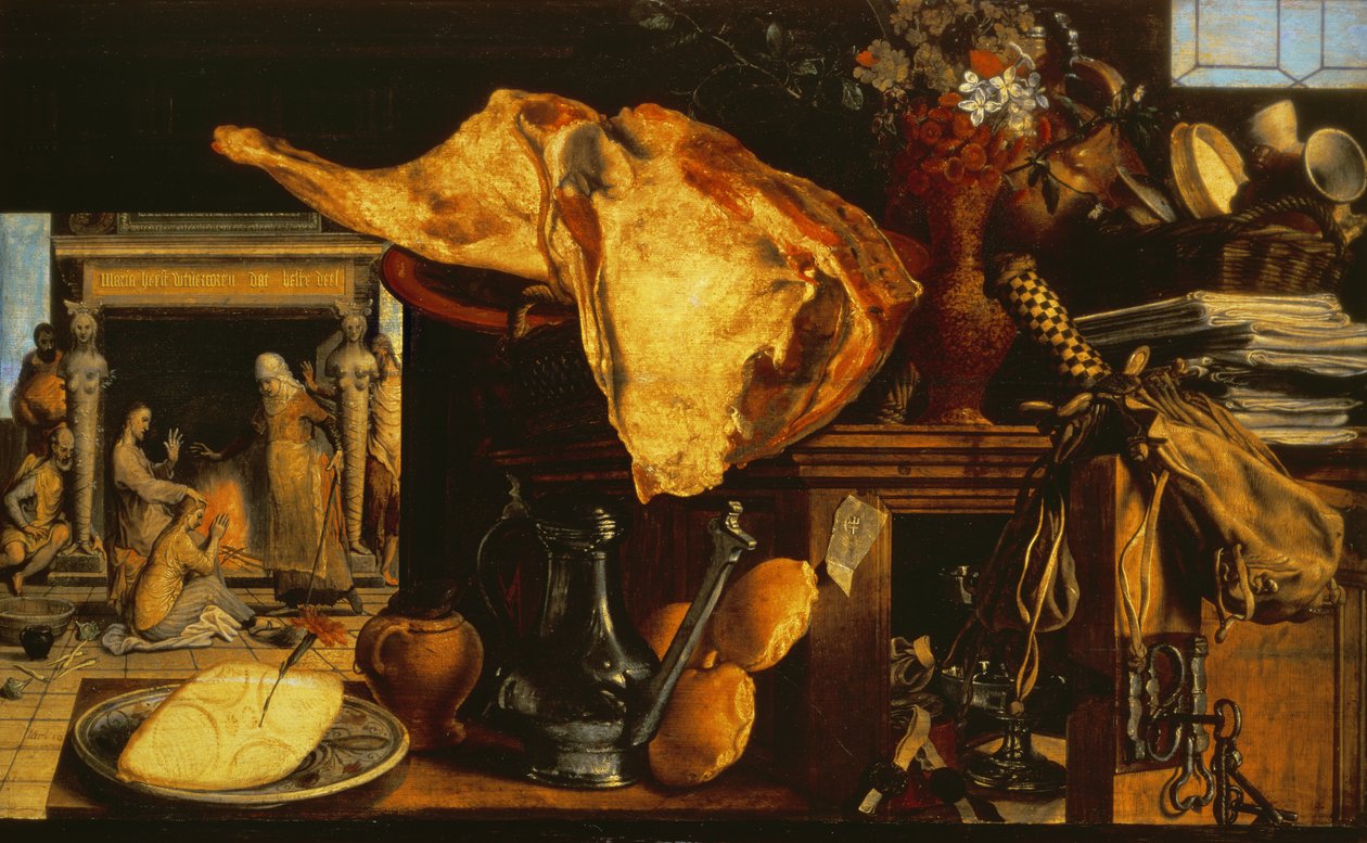 Martwa natura Vanitas (Chrystus z Maryją i Martą), 1552 (panel) autorstwa Pieter Aertsen