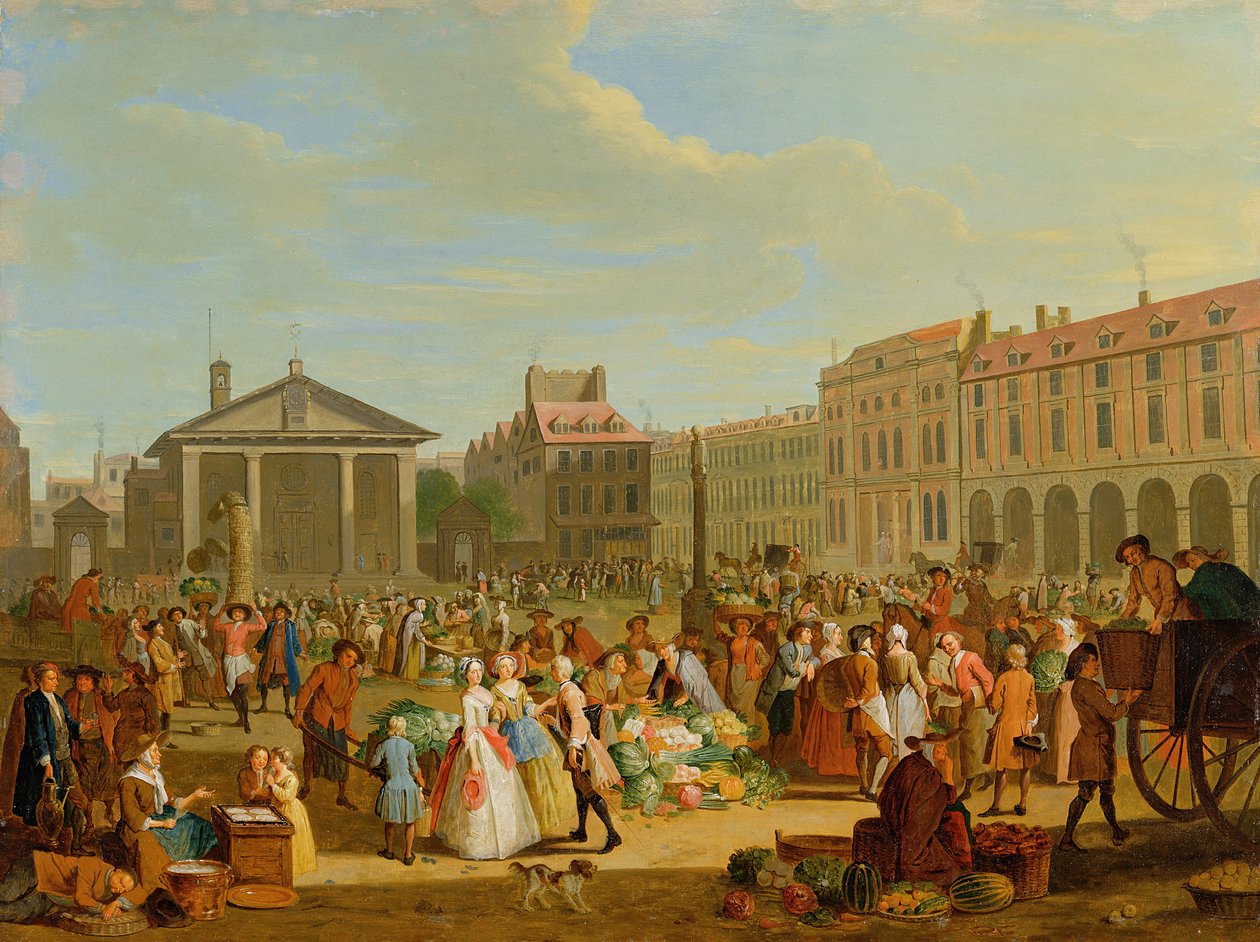 Covent Garden, ok. 1726 (olej na miedzi) autorstwa Pieter Angillis