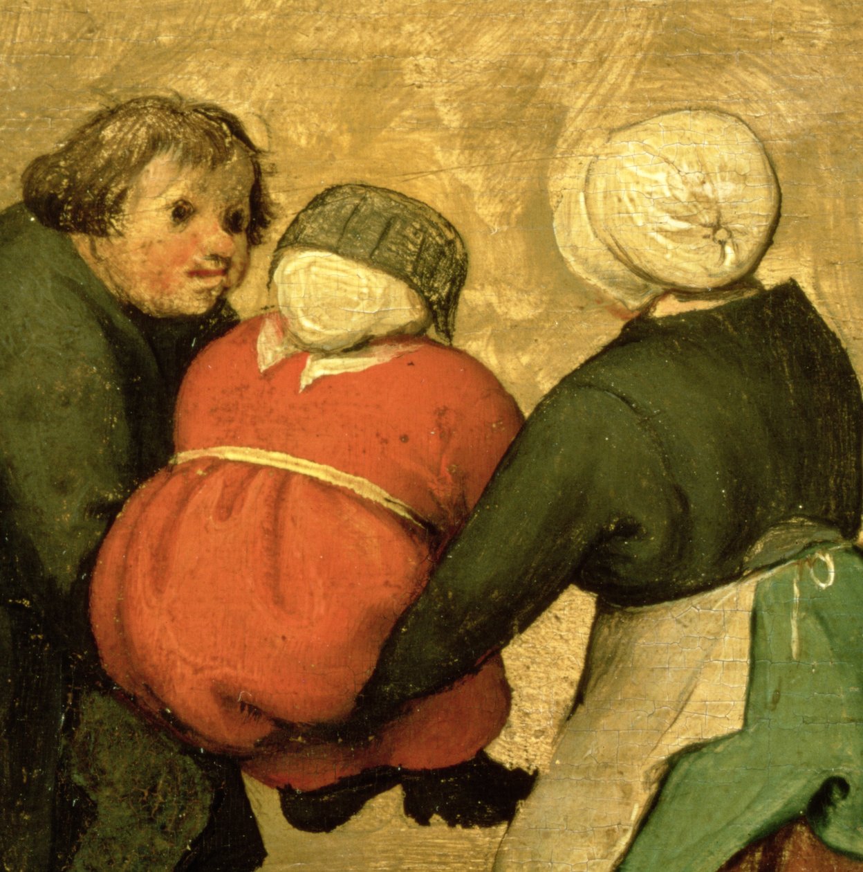 Gry dla dzieci (Kinderspiele): fragment dziecka niesionego przez dwie inne osoby, 1560 (detal 68945) autorstwa Pieter Bruegel the Elder