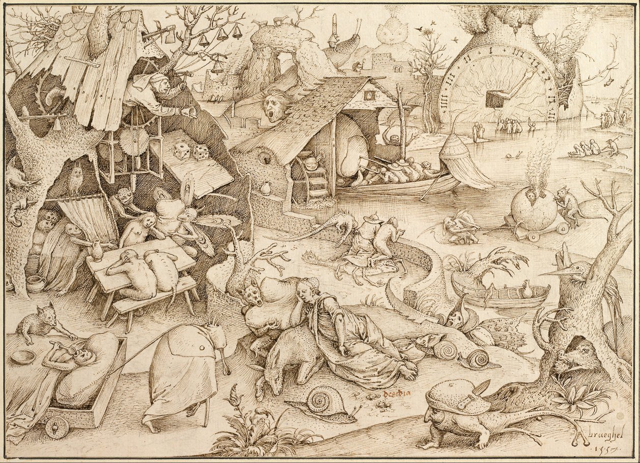 Desidia (leniwiec), 1557 autorstwa Pieter Bruegel the Elder