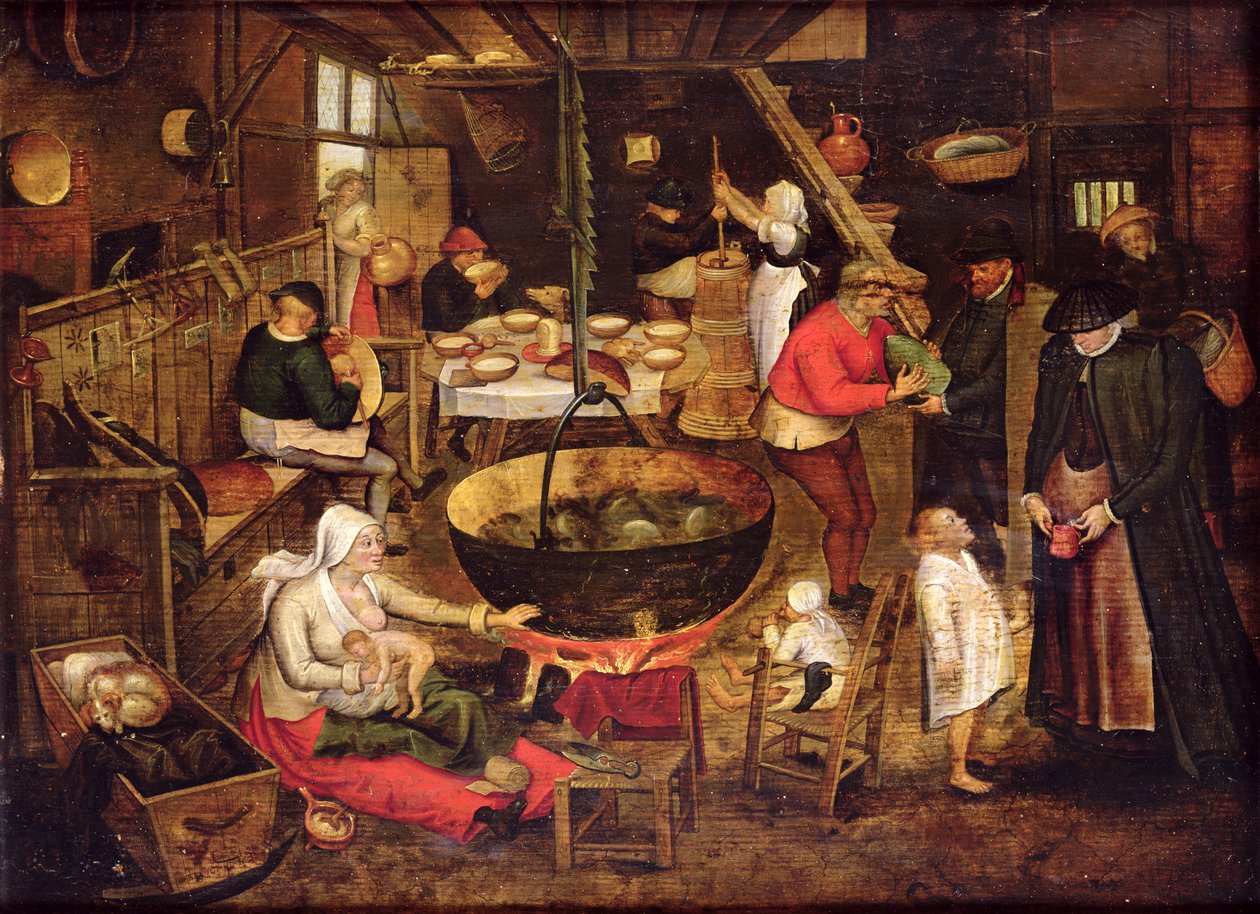 Wnętrze kuchni autorstwa Pieter Bruegel the Elder