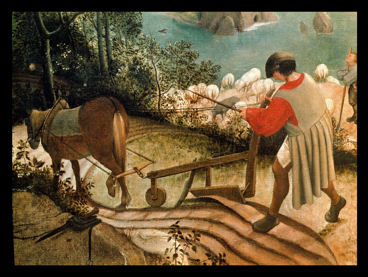 Pejzaż z upadkiem Ikara, fragment orki mężczyzny, ok.1555 autorstwa Pieter Bruegel the Elder
