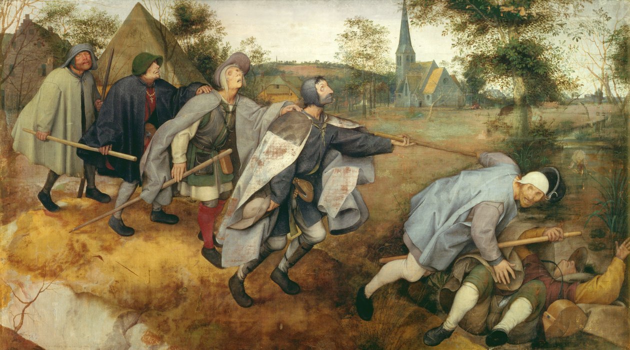 Przypowieść o niewidomych, 1568 (tempera na płótnie) autorstwa Pieter Bruegel the Elder