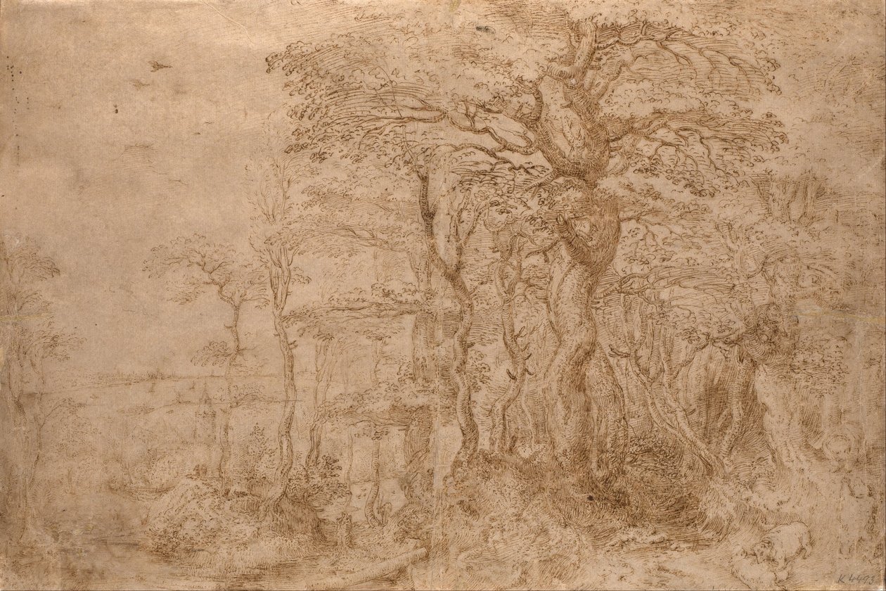Krajobraz Sylvan z pięcioma niedźwiedziami autorstwa Pieter Bruegel the Elder