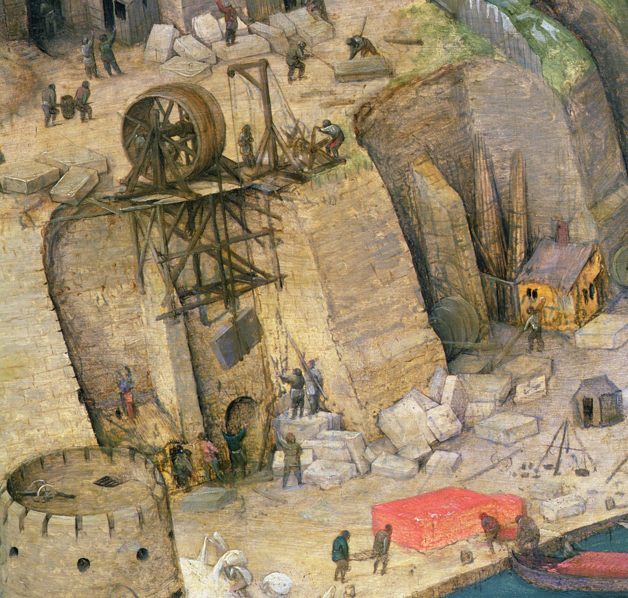 Wieża Babel, fragment prac budowlanych, 1563 (detal 345) autorstwa Pieter Bruegel the Elder