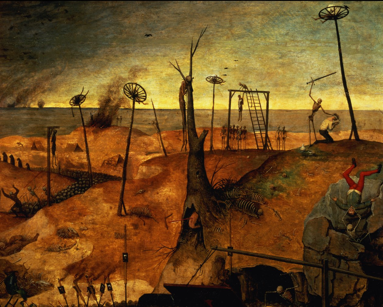 Triumf śmierci, ok. 1562 (szczegóły w prawym górnym rogu 457, patrz także 69068-71) autorstwa Pieter Bruegel the Elder