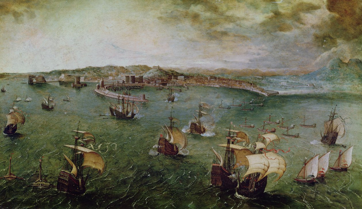 Widok na port w Neapolu, ok. 1550-69 autorstwa Pieter Bruegel the Elder