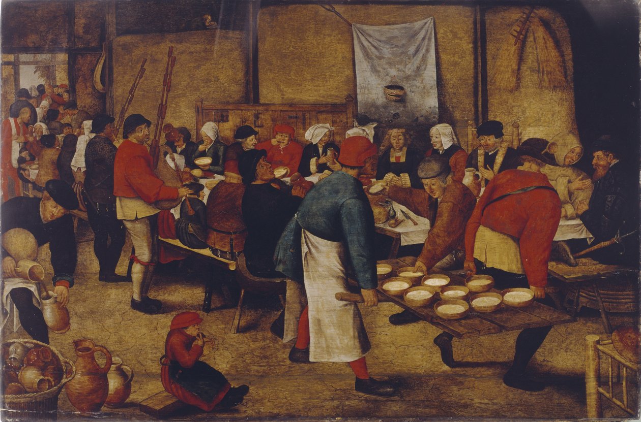 Posiłek weselny w stodole autorstwa Pieter Brueghel the Younger