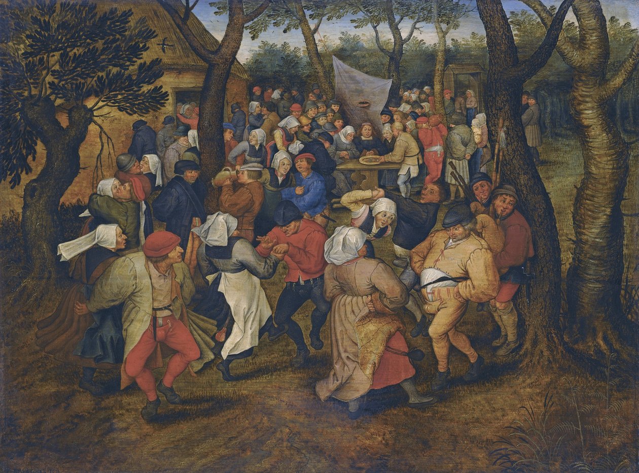 Chłopski taniec weselny na świeżym powietrzu autorstwa Pieter Brueghel the Younger